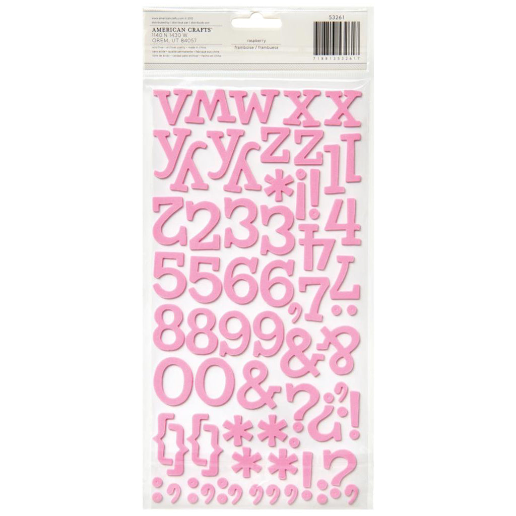AMERICAN CRAFTS Thickers de Alfabeto y Número Glitter Rosa