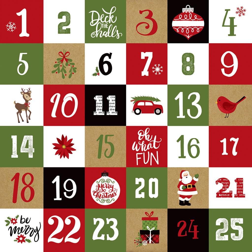 ECHO PARK Papel Estampado doble cara 12x12" Colección Celebrate Christmas Countdown